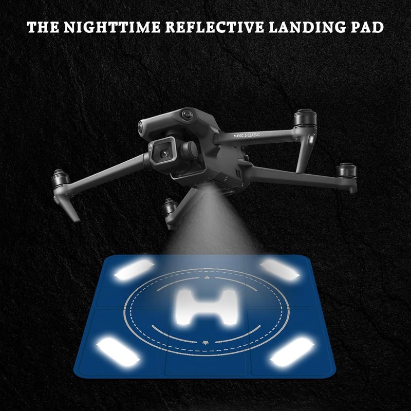 FPVtosky Nighttime Reflective Drone Landing Pad, Fast-fold Double Sided Waterproof Landig Pad Weighted for DJI Mini 5 Pro/ 4/3 Pro/Mini 4k / Mavic 4 / Air 3s/ Avata 2/ Neo/Flip(25 in) - Image 3